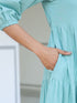 Blue Pure Cotton Solid Tiered Dress